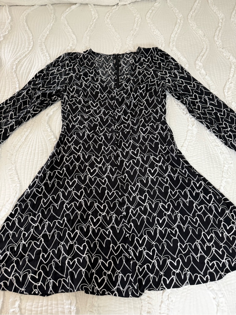 LOFT Black Dress with White Heart Print